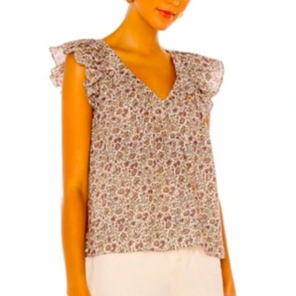 Rebecca Taylor La Vie Cotton ruffle sleeve top